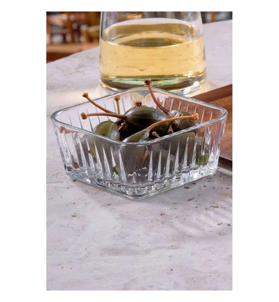 Glass Storage Box Set, 4 Pieces, Transparent, Grey, 100% GLASS