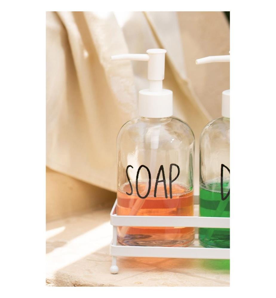 Distributeur de savon, 3 pièces, transparent, 100% VERRE