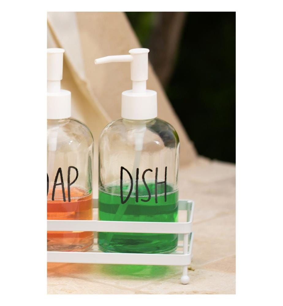 Distributeur de savon, 3 pièces, transparent, 100% VERRE