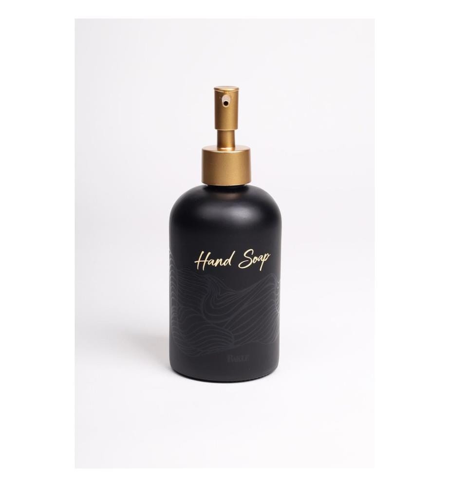 Distributeur de savon, 3 pièces, noir, 100% VERRE