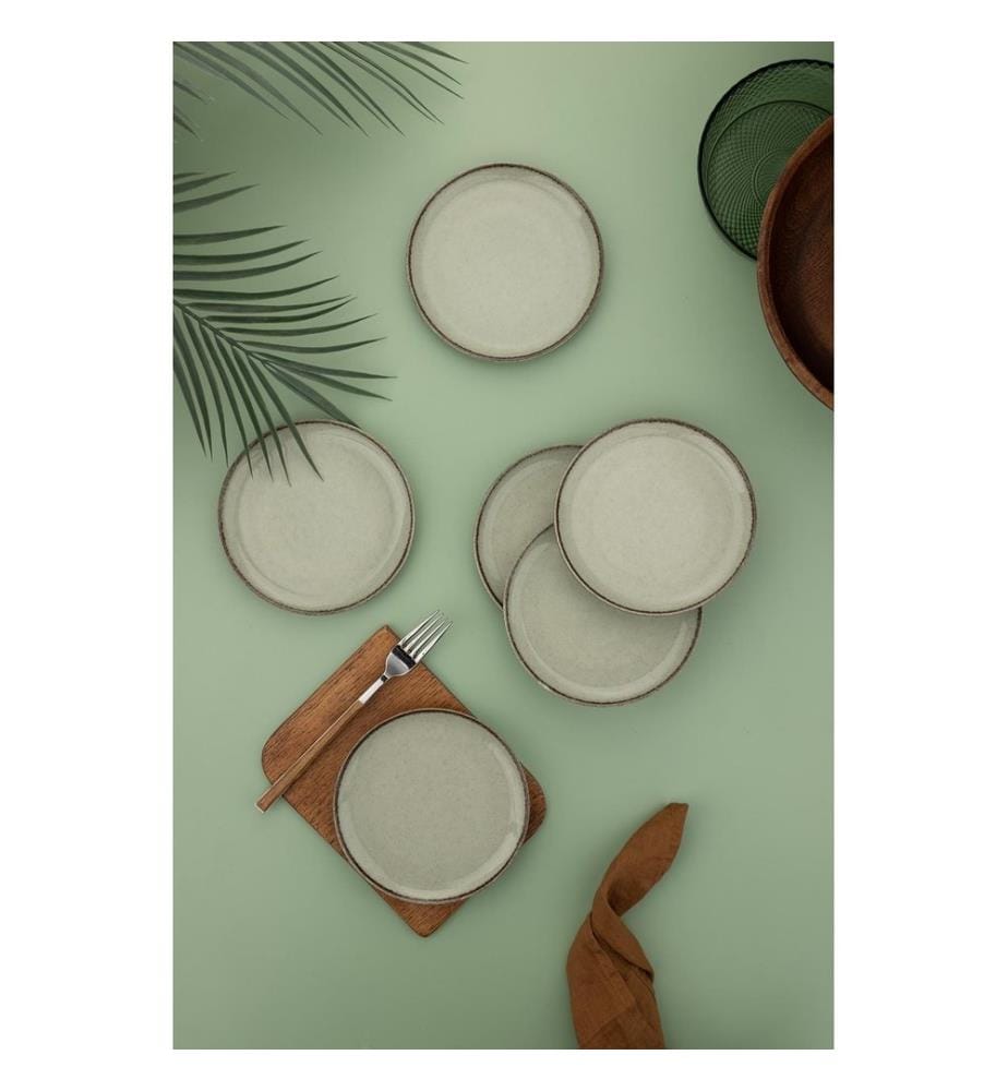 Cake Serving Set, 6 Pieces, Light Green, 100% PORCELAIN