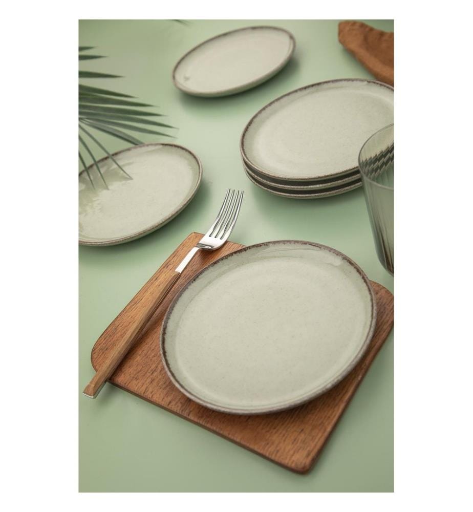 Cake Serving Set, 6 Pieces, Light Green, 100% PORCELAIN
