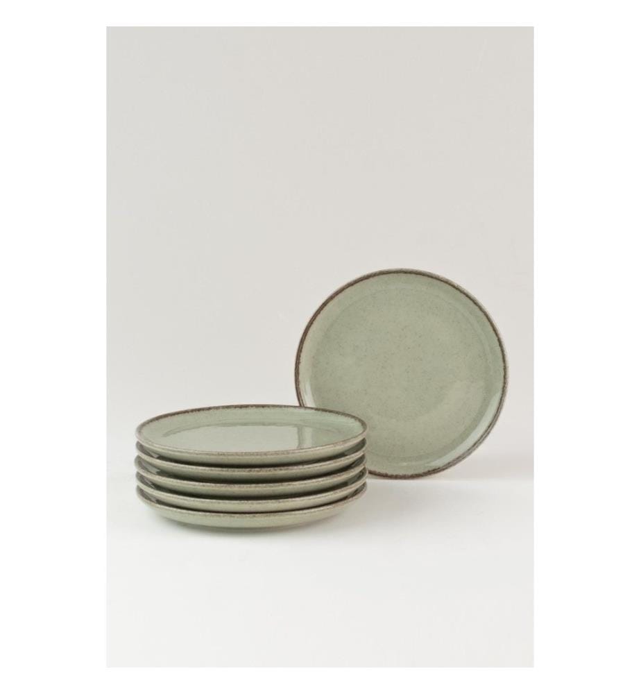 Cake Serving Set, 6 Pieces, Light Green, 100% PORCELAIN