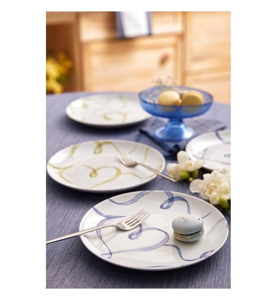Cake Serving Set, 4 Pieces, Blue, 100% PORCELAIN