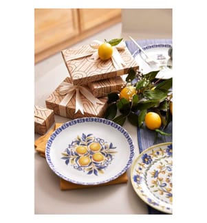 Set da portata per torte, 4 pezzi, blu, 100% porcellana