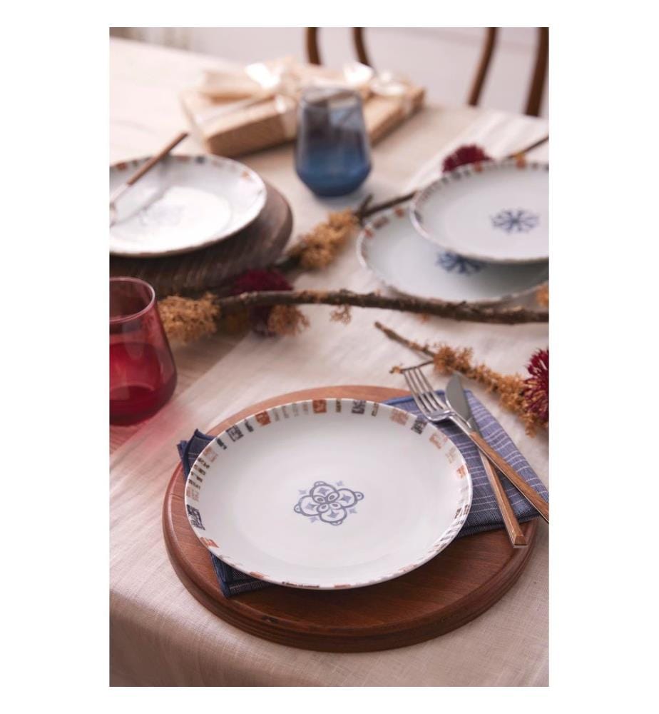 Cake Serving Set, 4 Pieces, Blue, 100% PORCELAIN