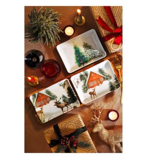 Set da portata per torte, 3 pezzi, multicolore, 100% porcellana