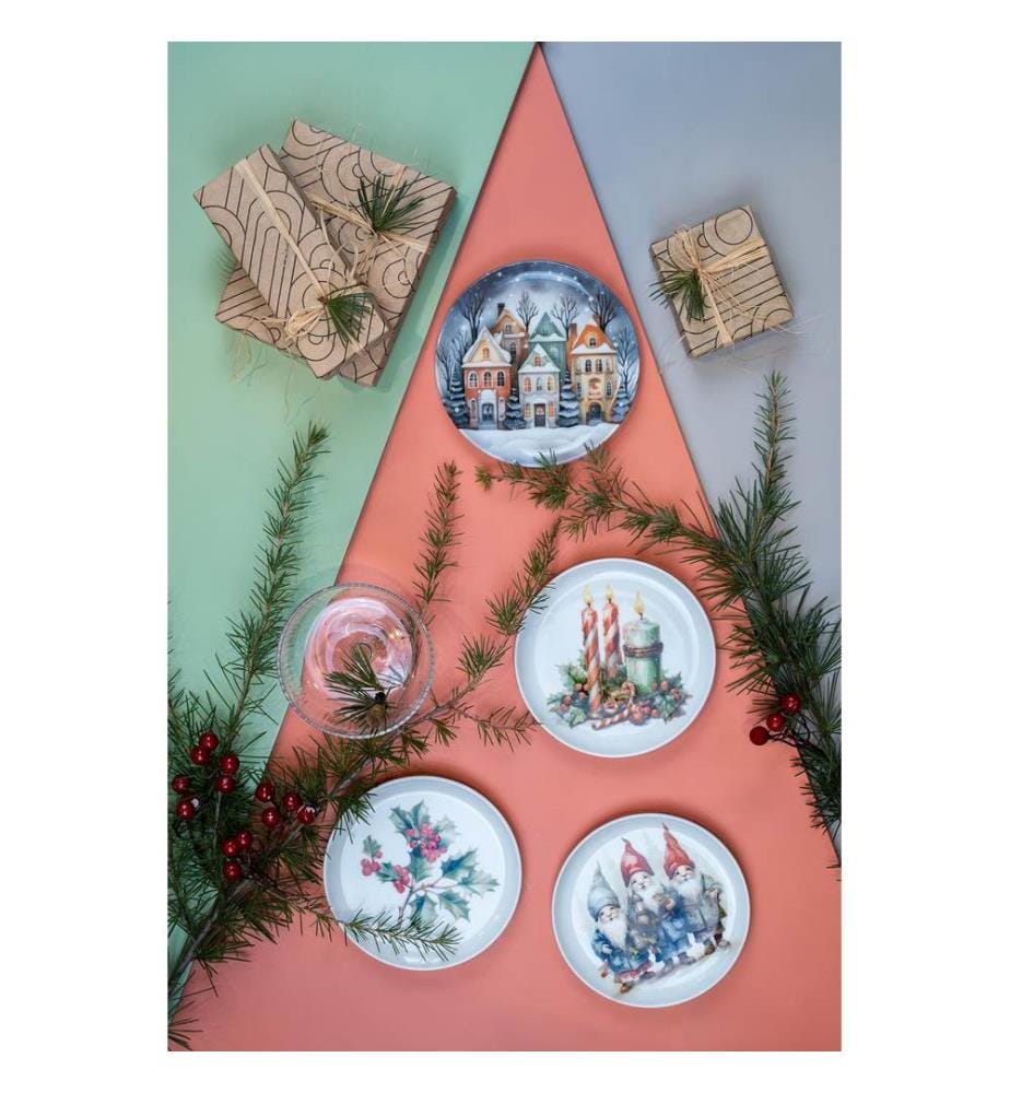 Cake Serving Set, 4 Pieces, Multicolor, 100% PORCELAIN