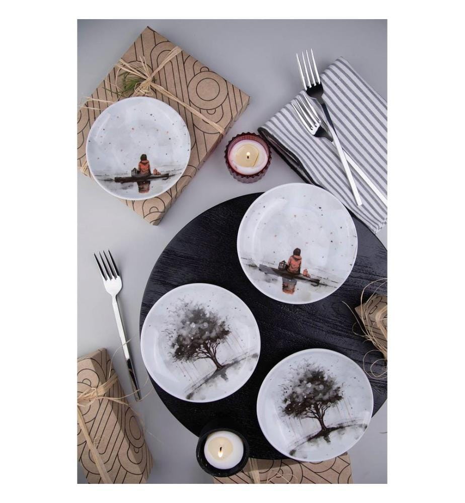 Cake Serving Set, 4 Pieces, Multicolor, 100% PORCELAIN
