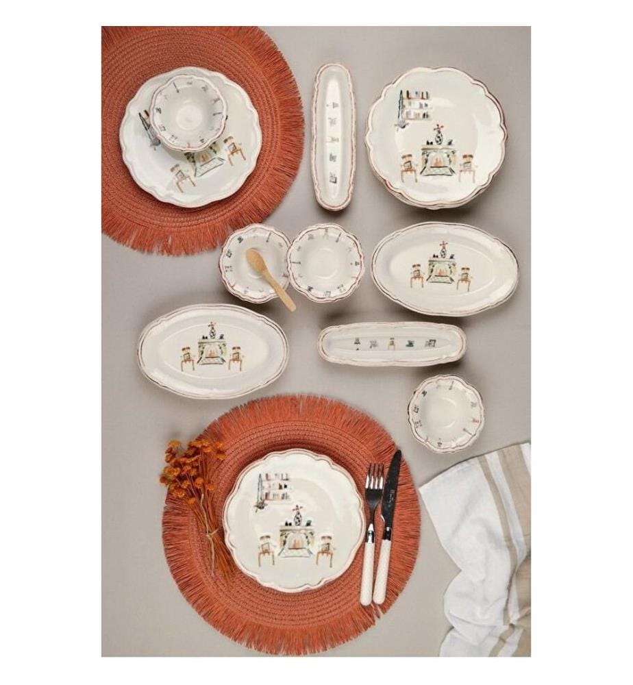 Breakfast Set, 14 Pieces, Multicolor, 100% PORCELAIN
