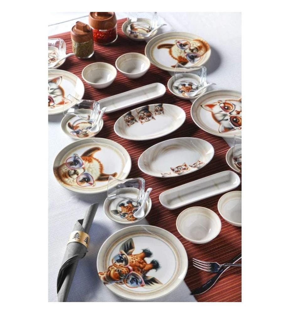 Breakfast Set, 32 Pieces, Brown, 100% CERAMIC