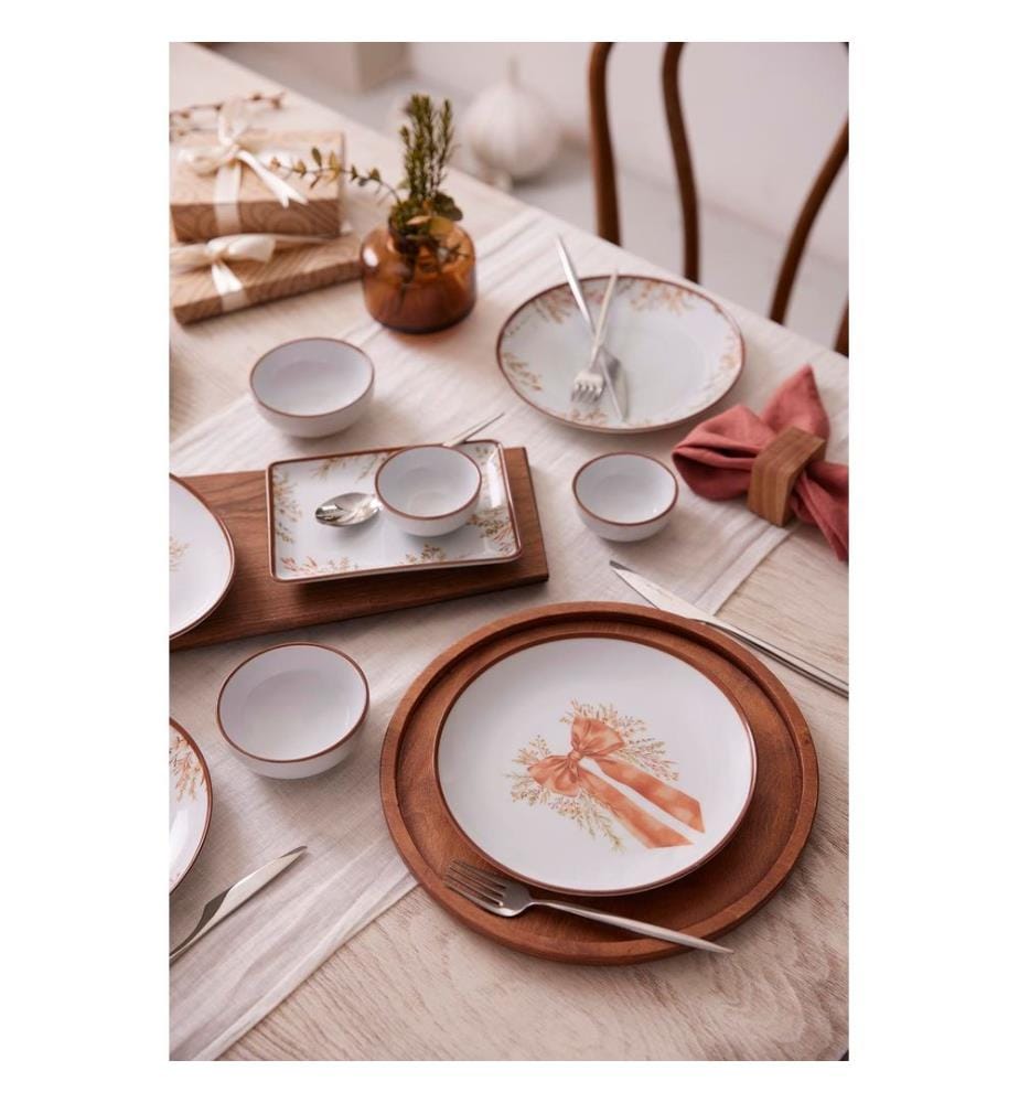 Breakfast Set, 14 Pieces, Orange, 100% PORCELAIN