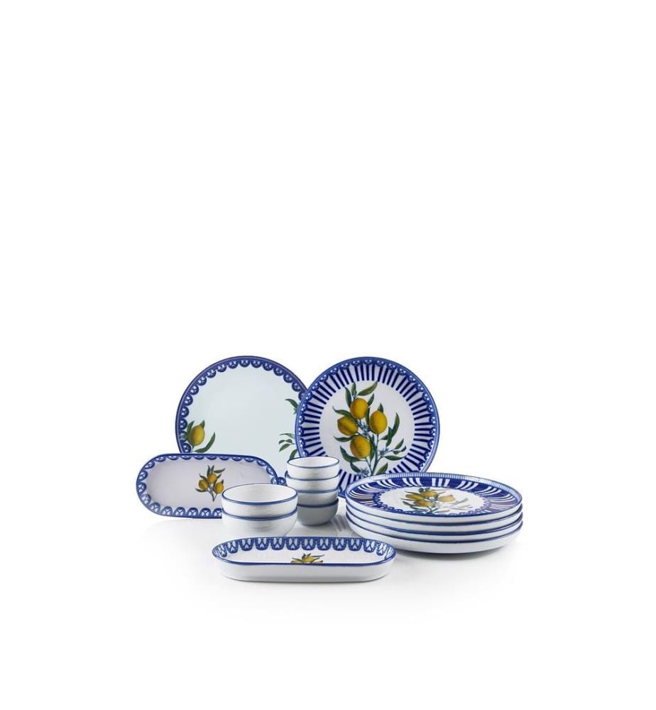 Breakfast Set, 14 Pieces, Blue, 100% PORCELAIN