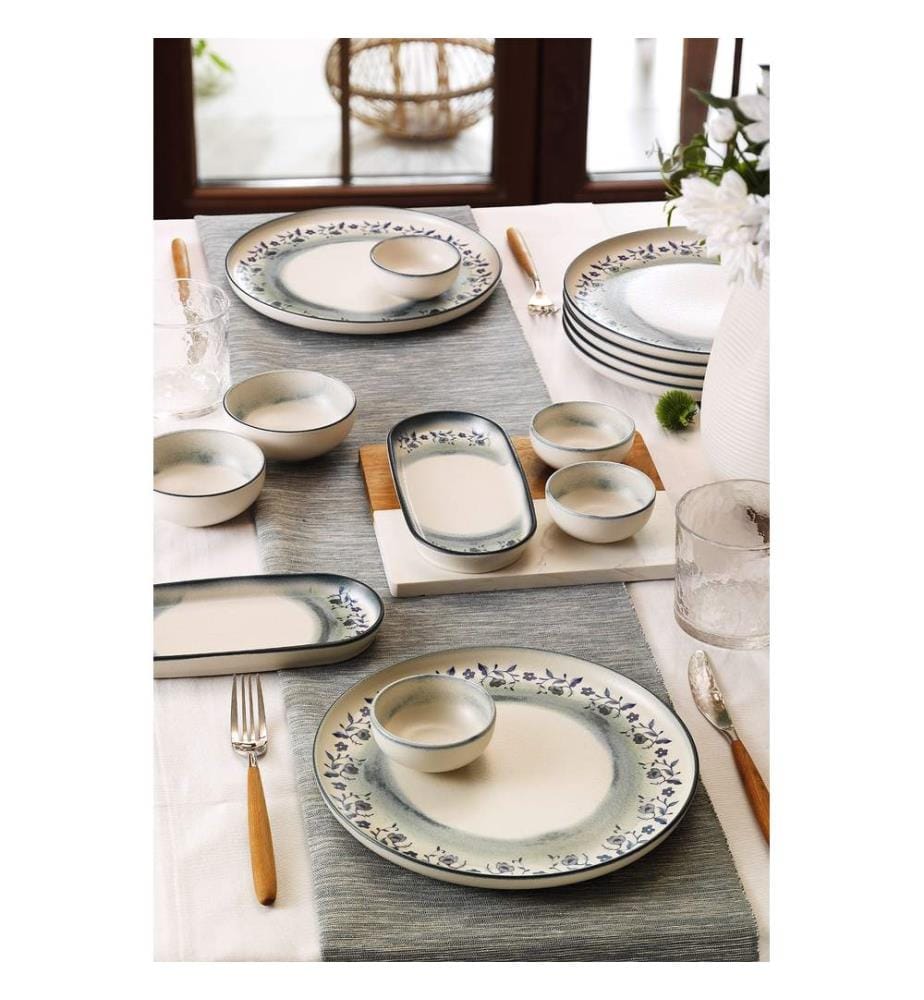 Breakfast Set, 14 Pieces, Blue, 100% PORCELAIN