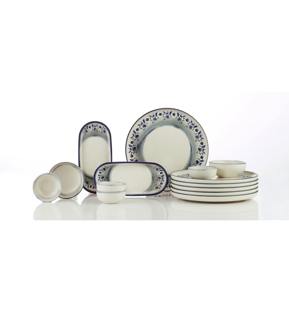 Breakfast Set, 14 Pieces, Blue, 100% PORCELAIN