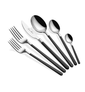 Ensemble de couverts, 36 pièces, argent, noir, 100% INOX