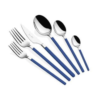 Ensemble de couverts, 36 pièces, argent, bleu, 100% INOX