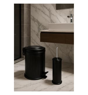 Set da bagno, 2 pezzi, nero, 100% metallo