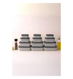Aufbewahrungsbox-Set, 12-teilig, 100 % Kunststoff, Grau