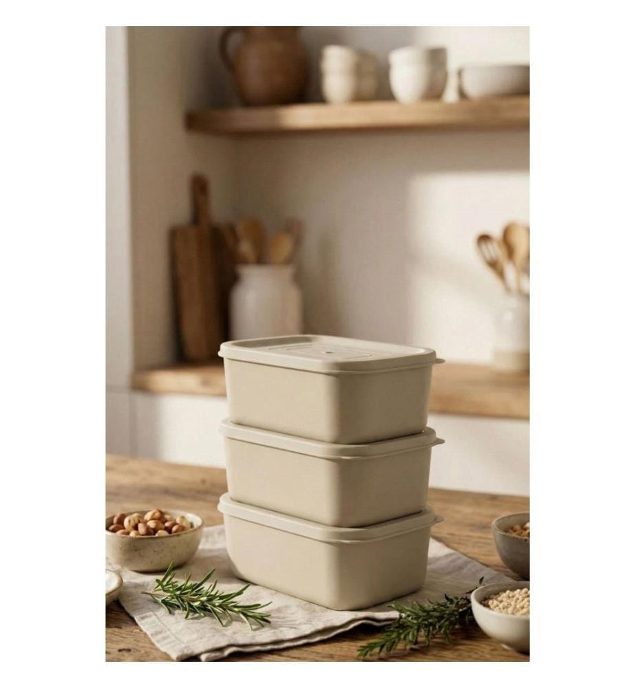 Ensemble de 3 boîtes de rangement, 100 % plastique, écru