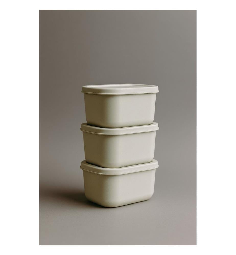 Ensemble de 3 boîtes de rangement, 100 % plastique, écru
