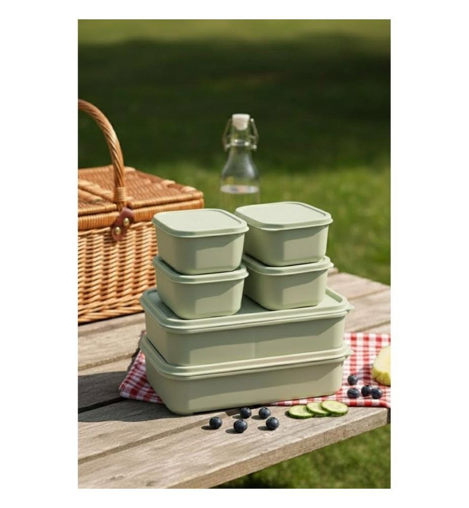 Ensemble de boîtes de rangement, 6 pièces, 100 % plastique, vertes