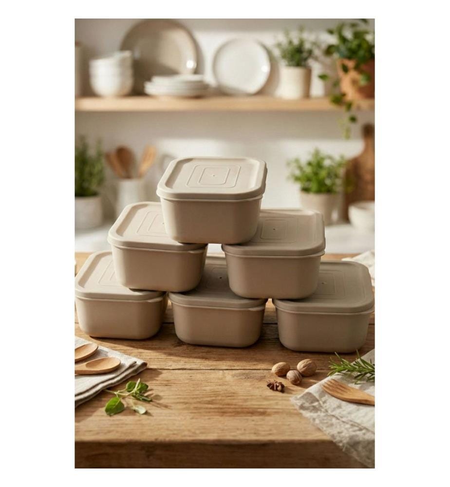 Ensemble de boîtes de rangement, 6 pièces, 100 % plastique, couleur crème