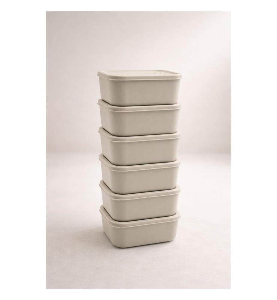 Ensemble de boîtes de rangement, 6 pièces, 100 % plastique, couleur crème