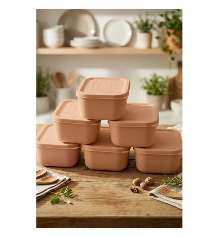 Ensemble de boîtes de rangement, 6 pièces, 100 % plastique, rose