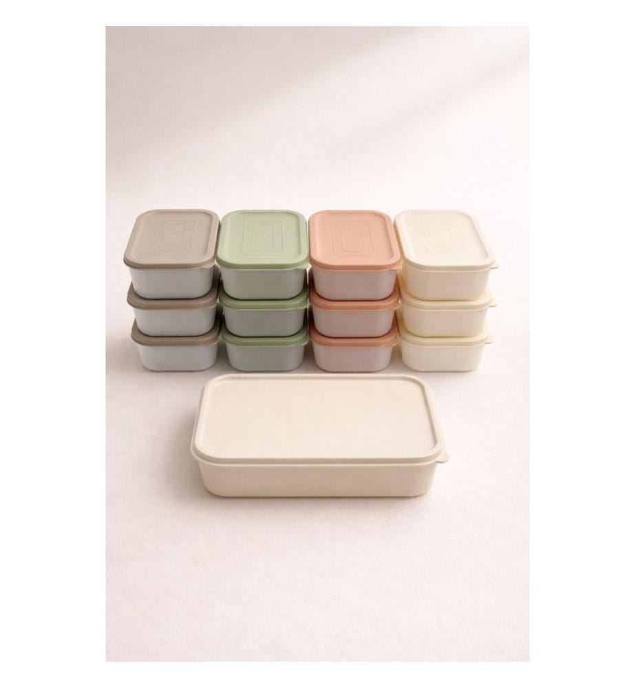 Aufbewahrungsbox-Set, 13-teilig, 100 % Kunststoff, Creme