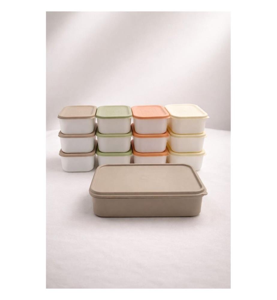 Ensemble de boîtes de rangement, 13 pièces, 100 % plastique, gris