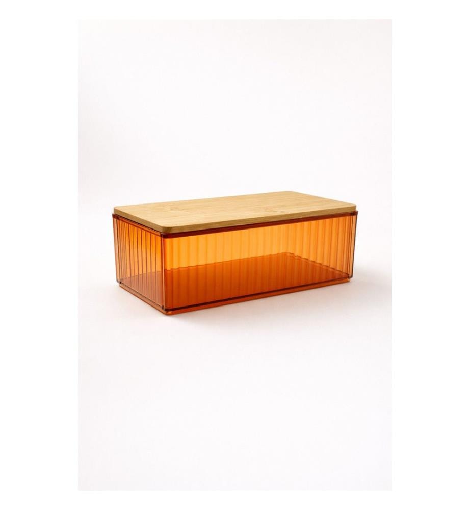 Ensemble de boîtes de rangement, 6 pièces, 100 % plastique, ambre