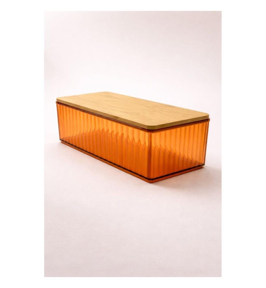 Ensemble de boîtes de rangement, 6 pièces, 100 % plastique, ambre