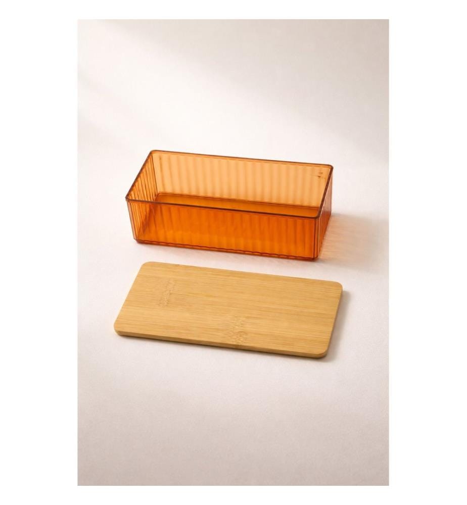 Ensemble de boîtes de rangement, 6 pièces, 100 % plastique, ambre