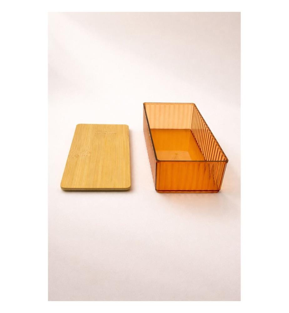 Ensemble de boîtes de rangement, 6 pièces, 100 % plastique, ambre