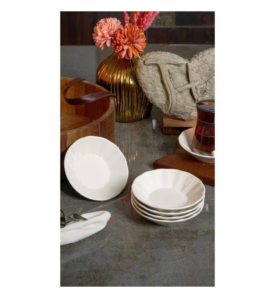 Service de 6 soucoupes, 100 % porcelaine, blanc