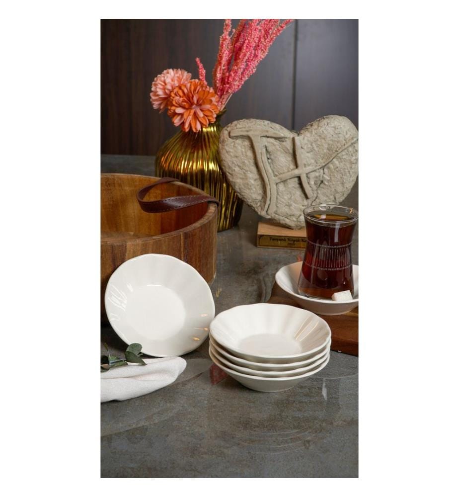 Service de 6 soucoupes, 100 % porcelaine, blanc