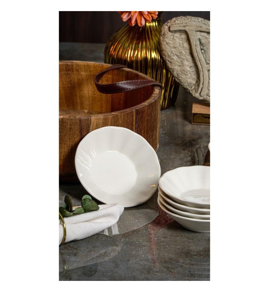 Service de 6 soucoupes, 100 % porcelaine, blanc