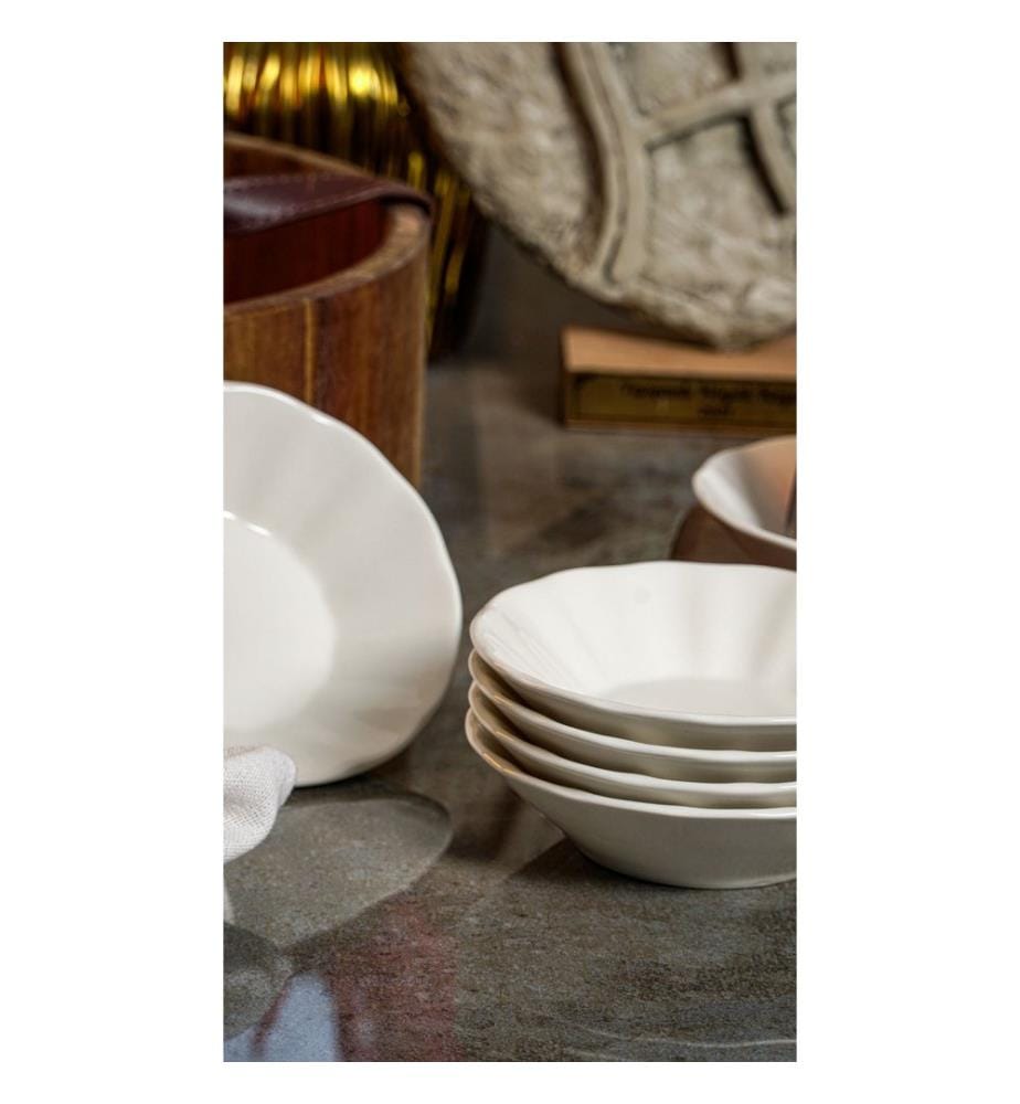 Service de 6 soucoupes, 100 % porcelaine, blanc
