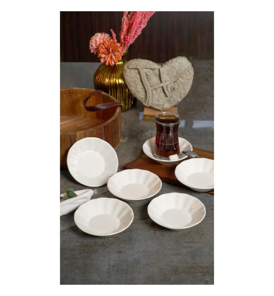 Service de 6 soucoupes, 100 % porcelaine, blanc