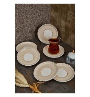 Saucer Set, 6 Pieces, 100% PORCELIAN, Multicolor