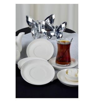 Saucer Set, 6 Pieces, 100% PORCELIAN, White, Platinum