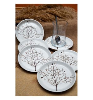 Saucer Set, 6 Pieces, 100% PORCELIAN, Multicolor