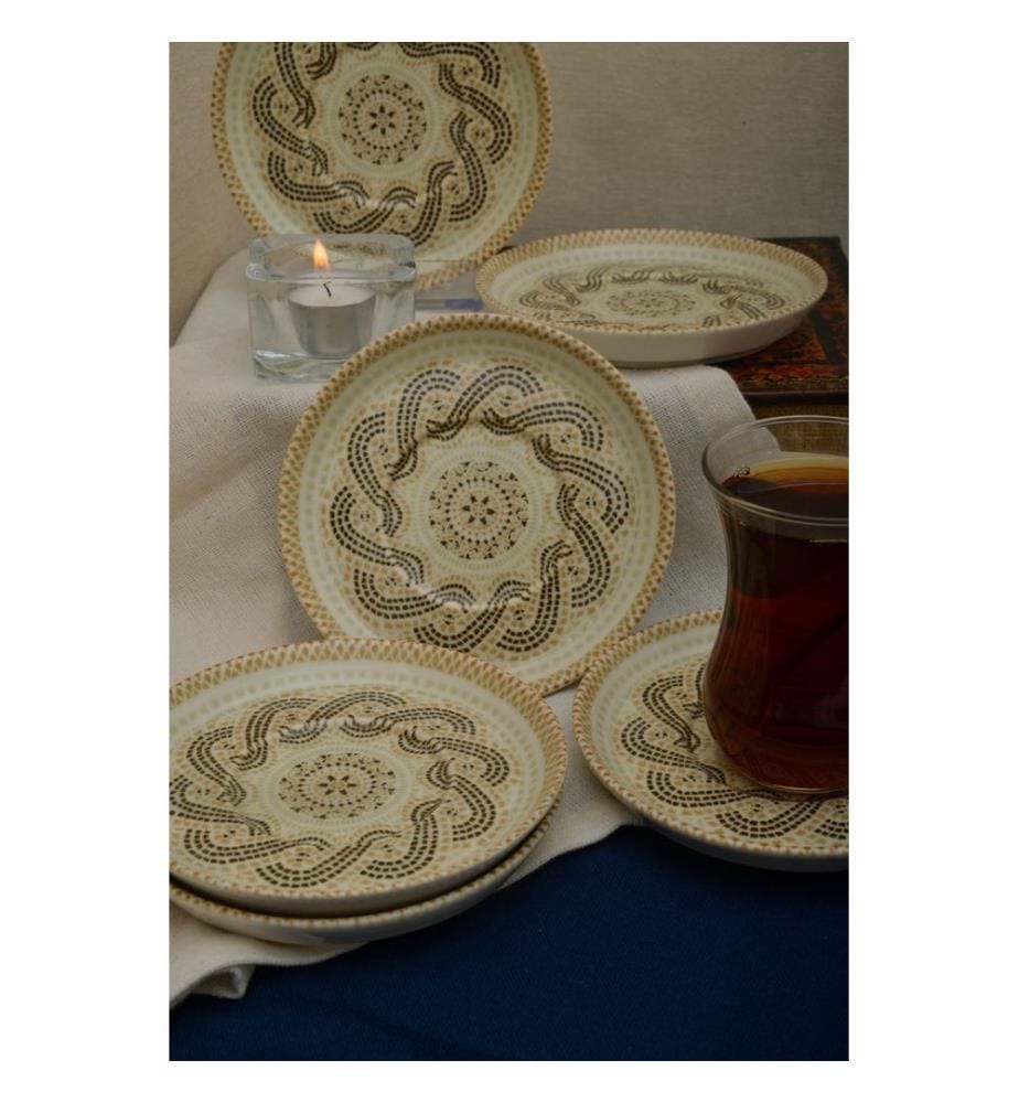 Saucer Set, 6 Pieces, 100% PORCELIAN, Multicolor