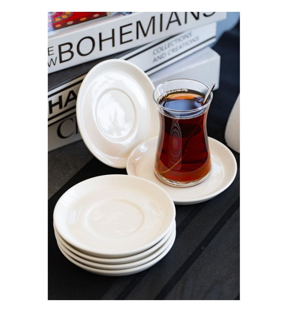 Service de 6 soucoupes, 100 % porcelaine, blanc