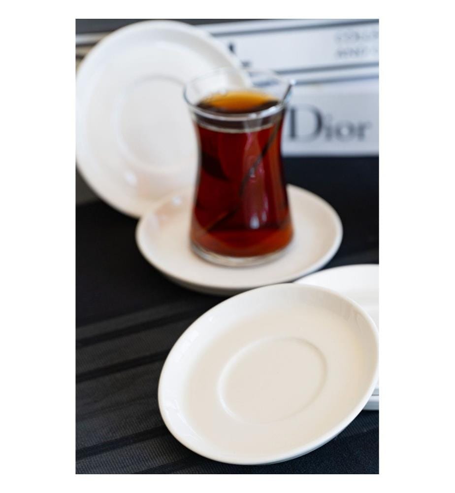 Service de 6 soucoupes, 100 % porcelaine, blanc
