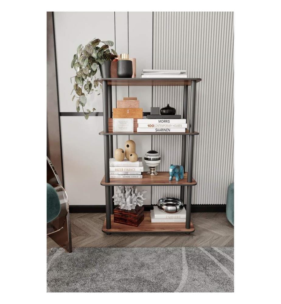 Étagère, noyer, 100 % MDF, pieds en bois