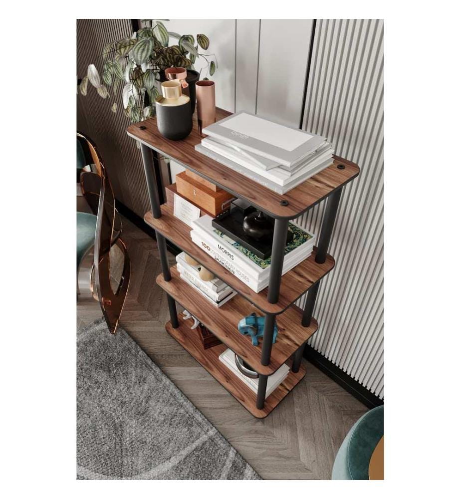 Étagère, noyer, 100 % MDF, pieds en bois