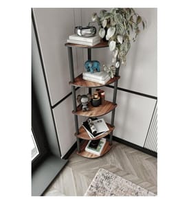 Étagère, noyer, 100 % MDF, pieds en bois