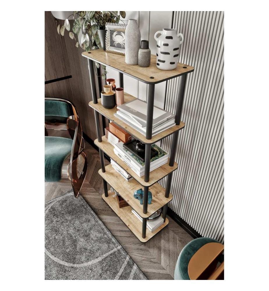 Bibliothèque, chêne, 100 % MDF, pieds en bois